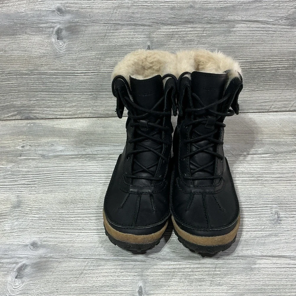 Merrell Tremblant Mid Polar Waterproof Boots J00940 Black Lace Up Women's 6.5